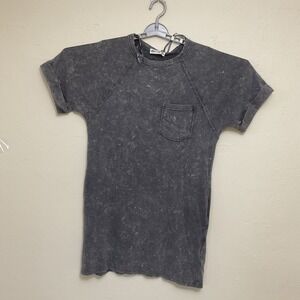 New‎ In Womens Dark Gray Sleeve Crew Neck Front Pocket  Mini Dress Size S